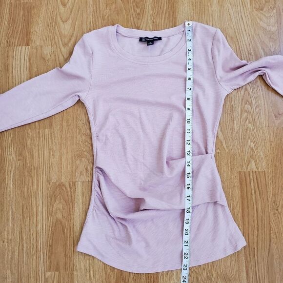INC Long-Sleeve Draped Ribbed T-Shirt size XS in Pale Mauve - NEW - Picture 8 of 12